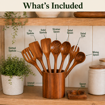 Bare Kitchen -  9PCS Teak Kitchen Utensils