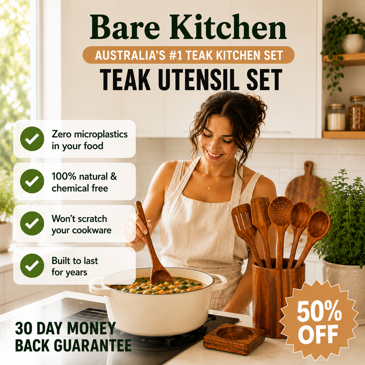 Bare Kitchen -  9PCS Teak Kitchen Utensils